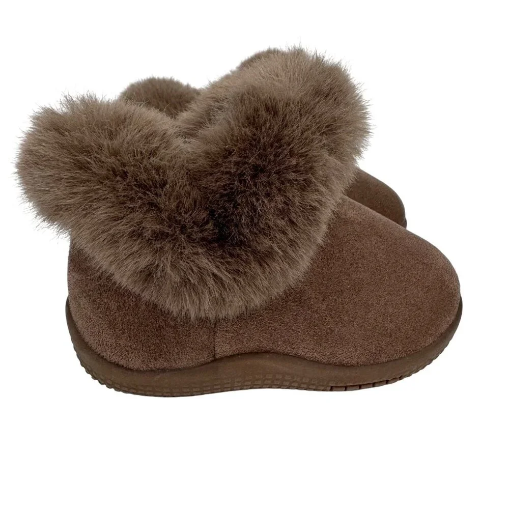 Hao Duo Lai Warm Brown‎ Faux Sued Boots Faux Fur Lined Baby Size 2